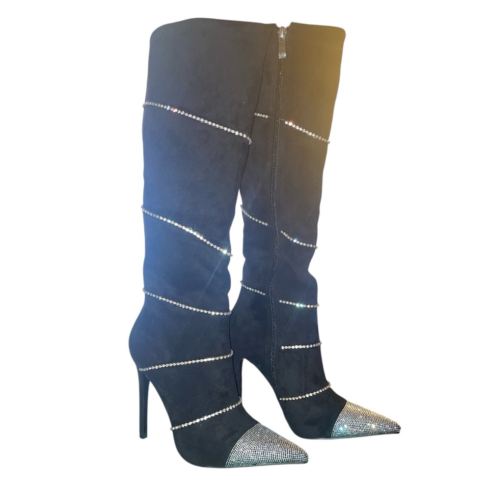 Heeled Rhinestone Tall Boots - Picture 2 of 3